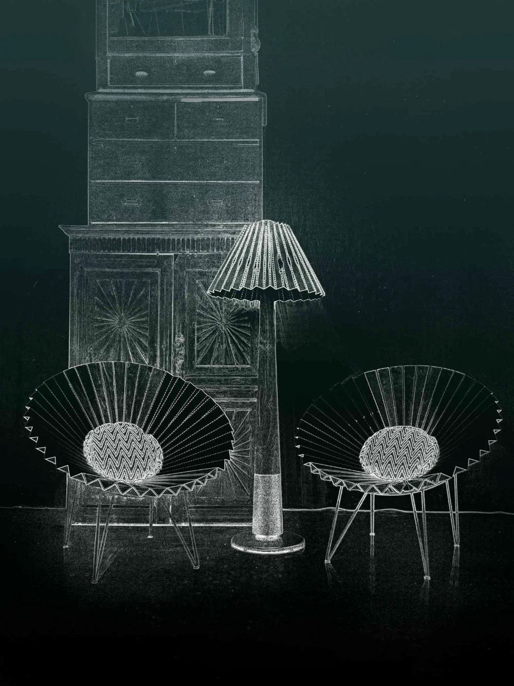 Mushroom Lamp With Ori Chairs